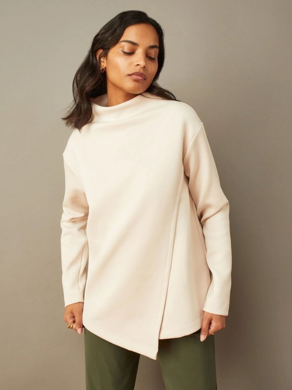 ADAY Asymmetric Like A Boss Pullover Shirt Small Sand Small